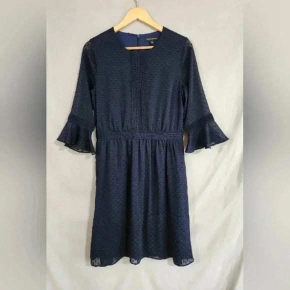 Women's Banana Republic Flutter Sleeve Dress, Navy Blue, Size 6, PreOwned - Picture 2 of 9